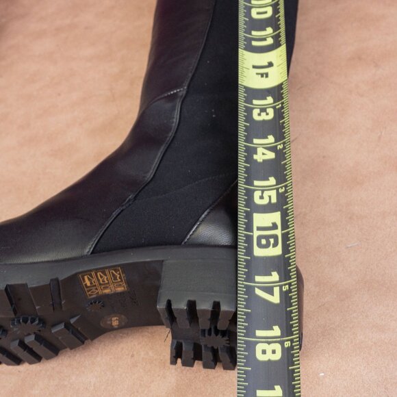Stuart Weitzman Women 5050 Knee High Lug Black Leather Stretch Knee Boots sz 6.5 - Picture 8 of 10